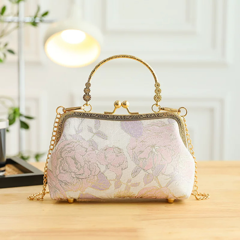 Imperial Heritage Song Brocade Embroidered Statement Bag-Raised Rose-Pink